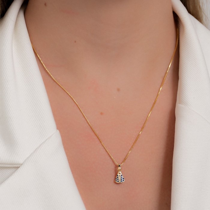 COLAR DE VENEZIANA FINA COM PINGENTE DE NOSSA SENHORA P. RÉP