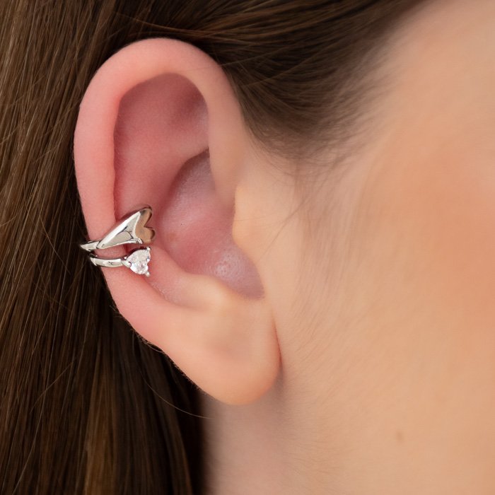 PIERCING FAKE CORAÇÃO LISO E DE ZIRCÔNIA