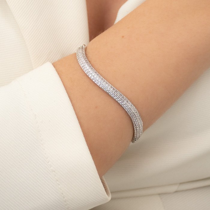 BRACELETE FEMININO CRAVEJADO ONDULADO