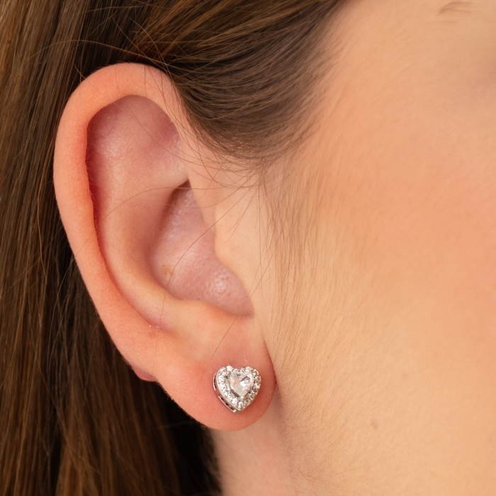 BRINCO CORAÇÃO DE ZIRCÔNIA E BORDA CRAVEJADA P