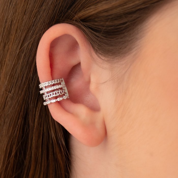 PIERCING FAKE DOIS FIOS CORRENTARIA E DOIS FIOS CRAVEJADOS