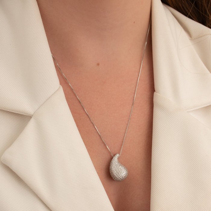 COLAR FEMININO GOTA CRAVEJADA HAILEY NA VENEZIANA