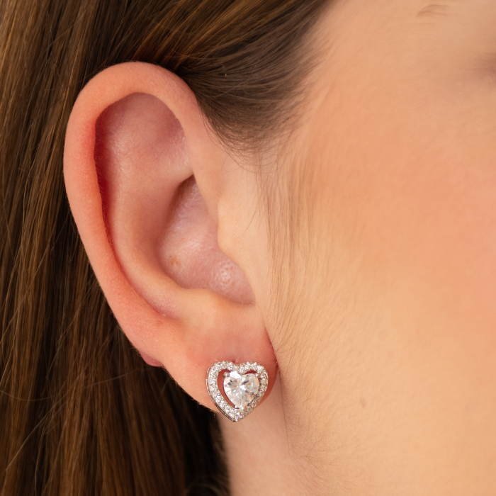 BRINCO ZIRCÔNIA DE CORAÇÃO COM BORDA CRAVEJADA G