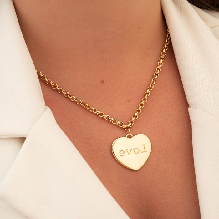 COLAR ELO PORTUGUÊSCOM PINGENTE CORAÇÃO ROSA