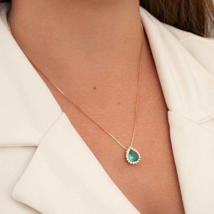 COLAR CORRENTE VENEZIANA COM Pingente GOTA CRAVEJADA EM ZIRCÔNIA