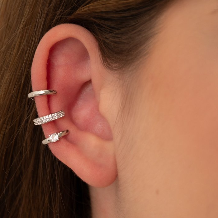 PIERCING TRIPLO CRAVEJADO COM ZIRCÔNIA NA PONTA