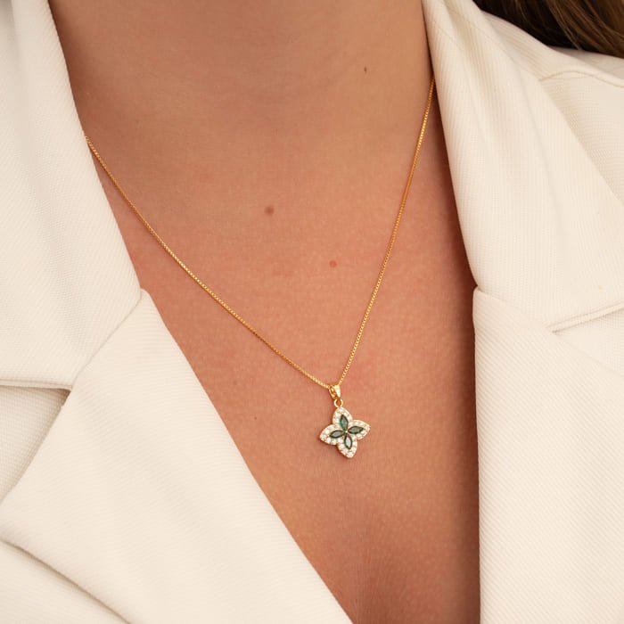 COLAR CORRENTE VENEZIANA PINGENTE CRAVEJADO COM ZIRCÔNIAS