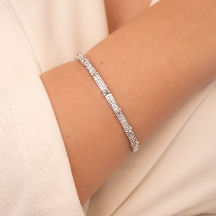 BRACELETE QUADRADO INSPIRAÇÃO X COM MICRO ZIRCÔNIAS