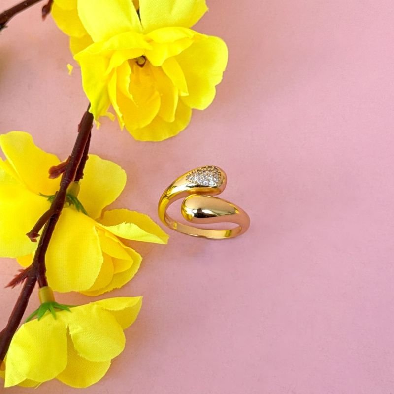 ANEL REGULÁVEL GOTA LISA E CRAVEJADA NAS PONTAS