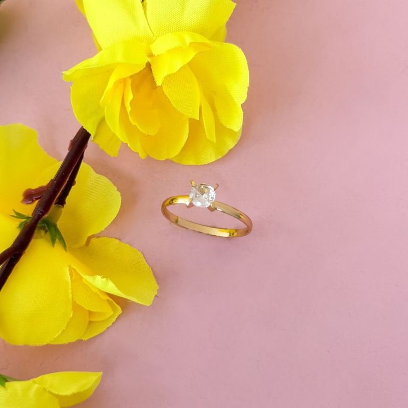 ANEL SOLITÁRIO ZIRCÔNIA M (4 GARRAS ALTAS)