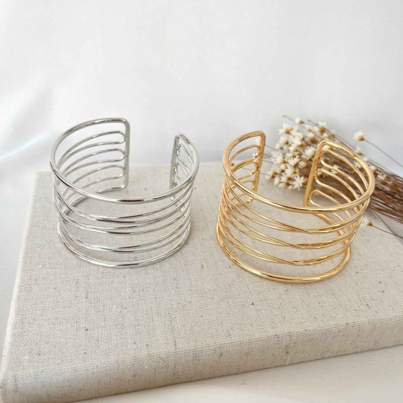 BRACELETE FEMININO ABERTO SEIS FIOS EM \'X\'