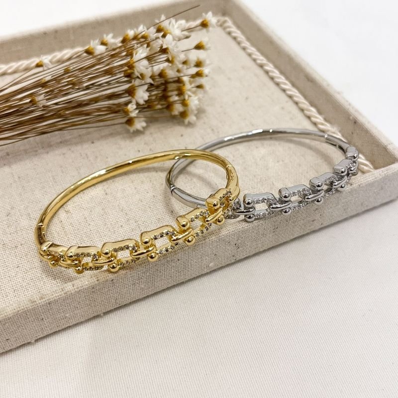 BRACELETE FEMININO ELOS INSPIRAÇÃO CRAVEJADO