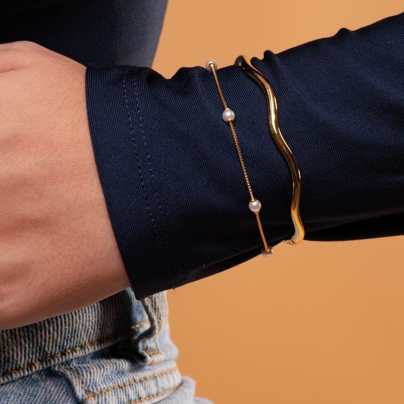 BRACELETE FEMININO ONDULADO FINO