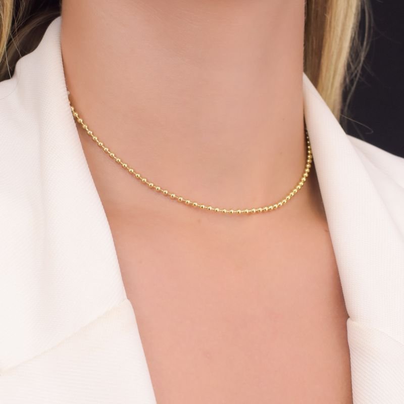 CHOKER DE CORRENTE DE BOLINHAS LISAS