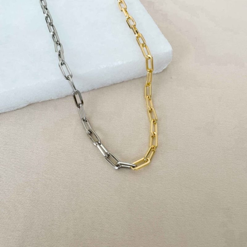 CORRENTE BANHADA A OURO E A RÓDIO ELO FIO QUADRADO