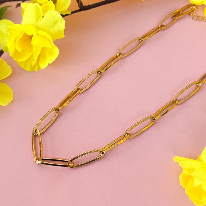 CORRENTE BANHADA A OURO ELOS OVAIS FINOS