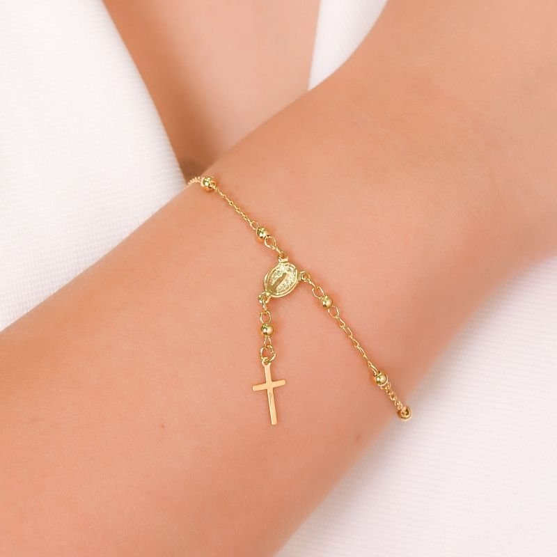 PULSEIRA TERÇO NOSSA SENHORA TRADICIONAL DE BOLINHAS