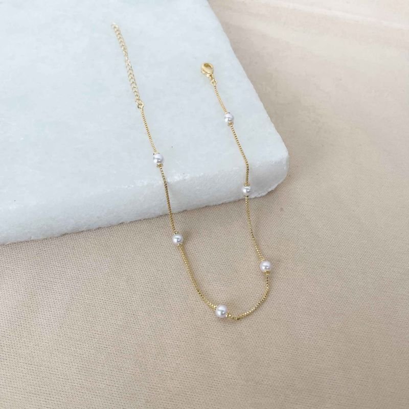 TORNOZELEIRA FEMININA VENEZIANA C/ PÉROLAS