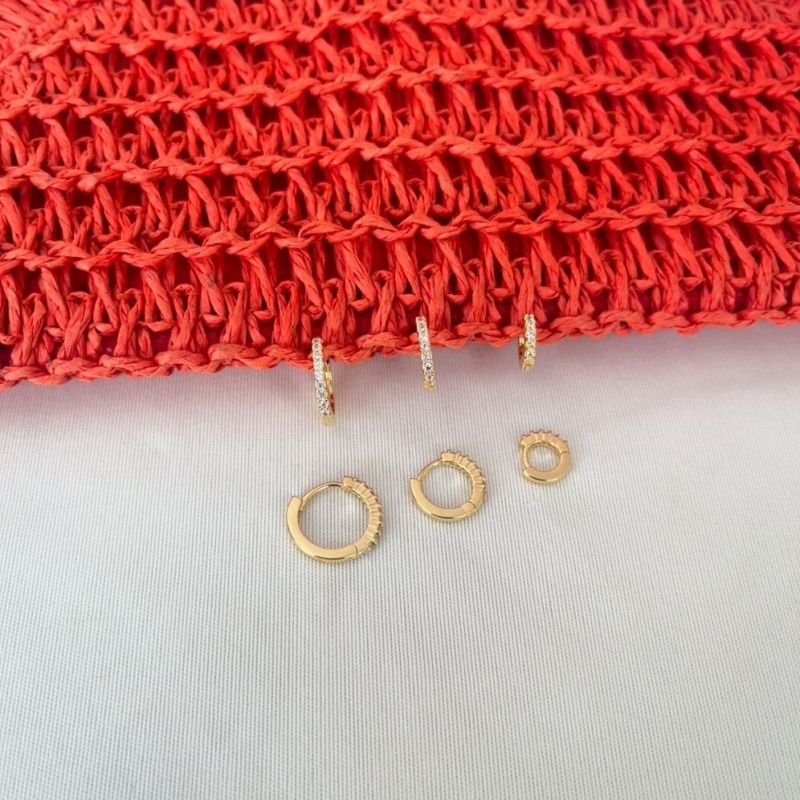 TRIO DE BRINCOS ARGOLA ARTICULADA CRAVEJADA SIMPLES